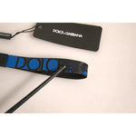 Dolce & Gabbana Blue Logo Polyester Silver Brass Holder Keychain Keyring SMY10616