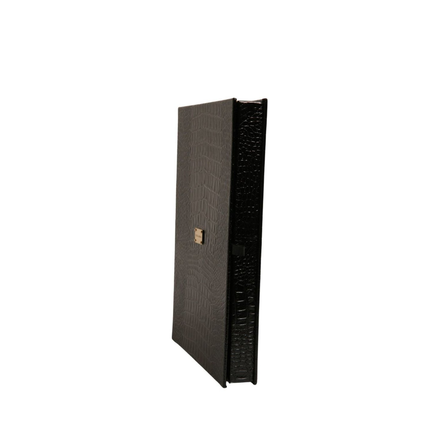 Dolce & Gabbana Elegant Black Leather Logo Plaque Holder Catalogue Case SMY10622