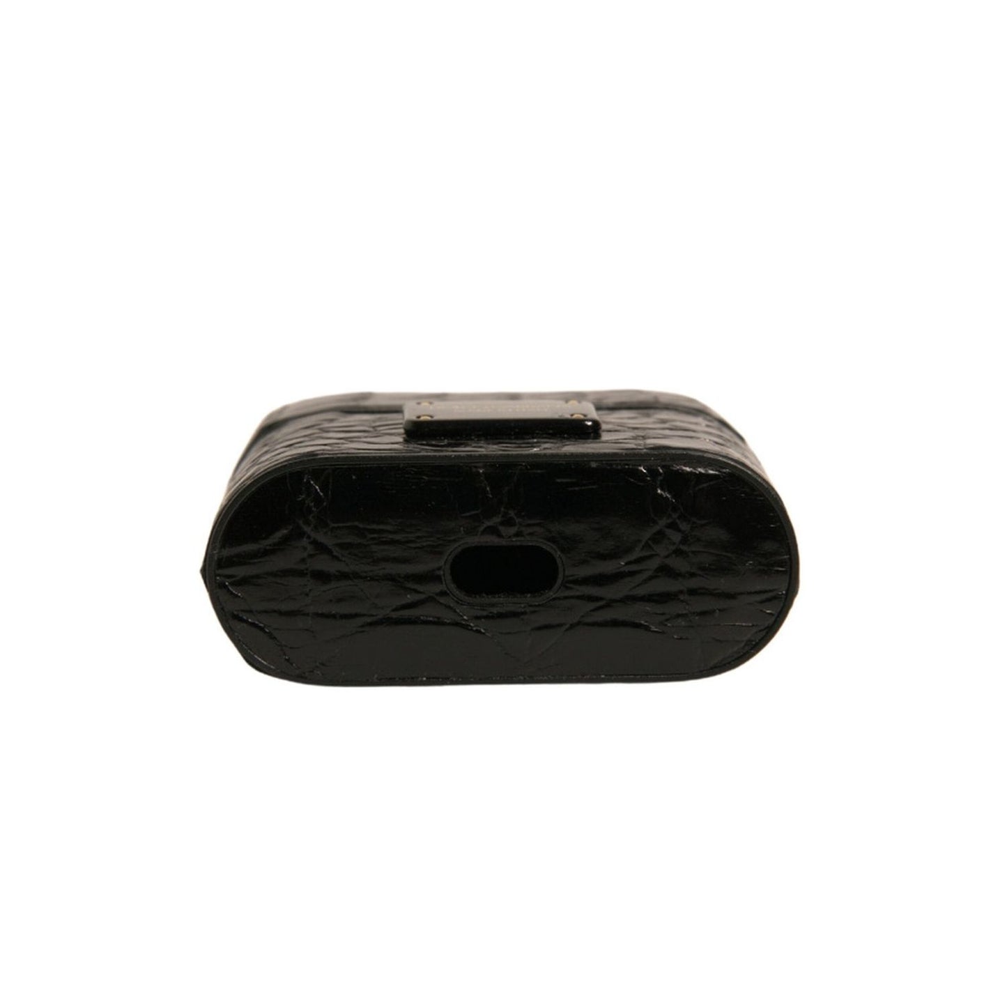 Dolce & Gabbana Black Leather Metal Logo Plaque Holder Airpods Case SMY10594