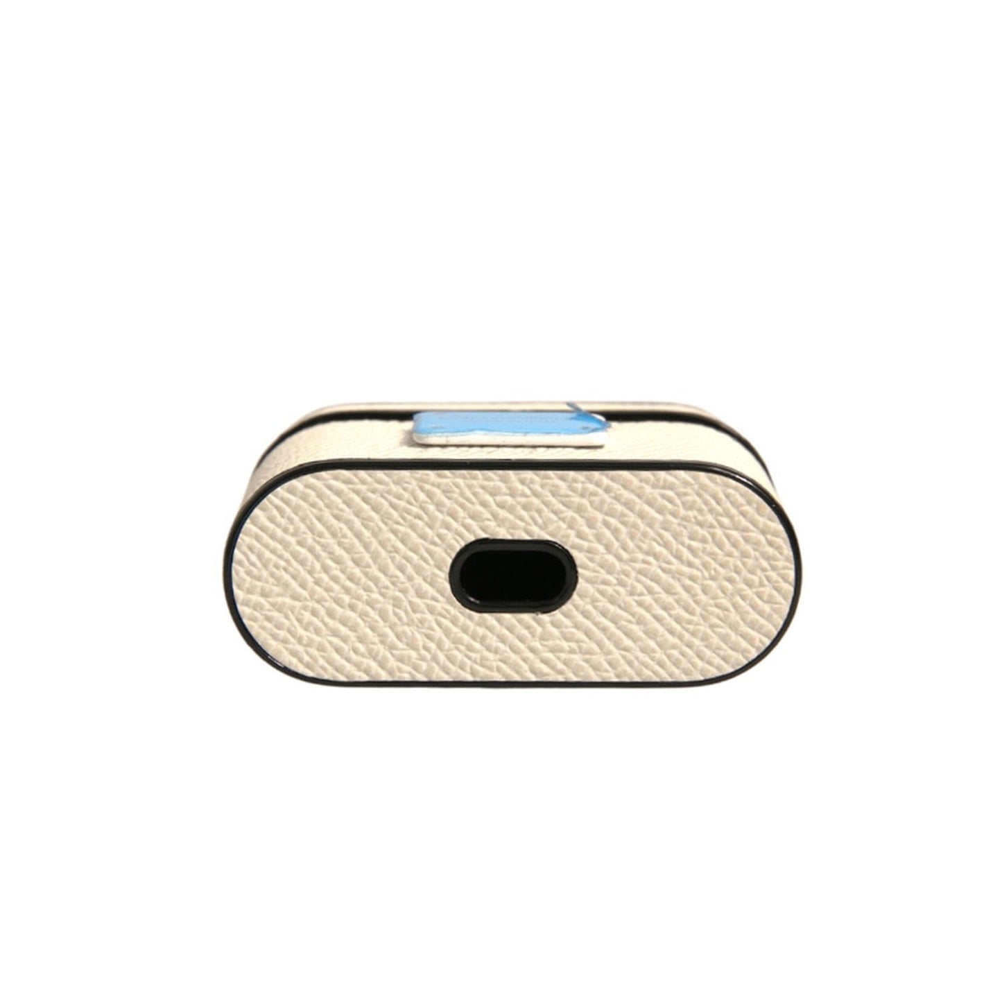 Dolce & Gabbana White Leather Metal Logo Plaque Holder Airpods Case SMY10619