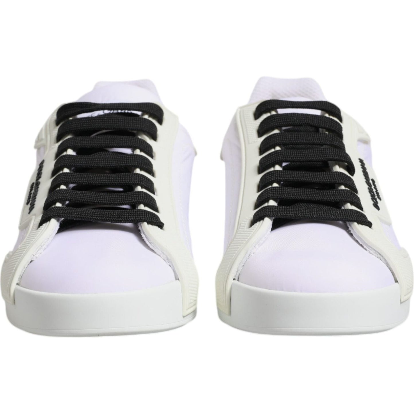 Dolce & Gabbana White Nylon Leather Low Top Sneakers Shoes