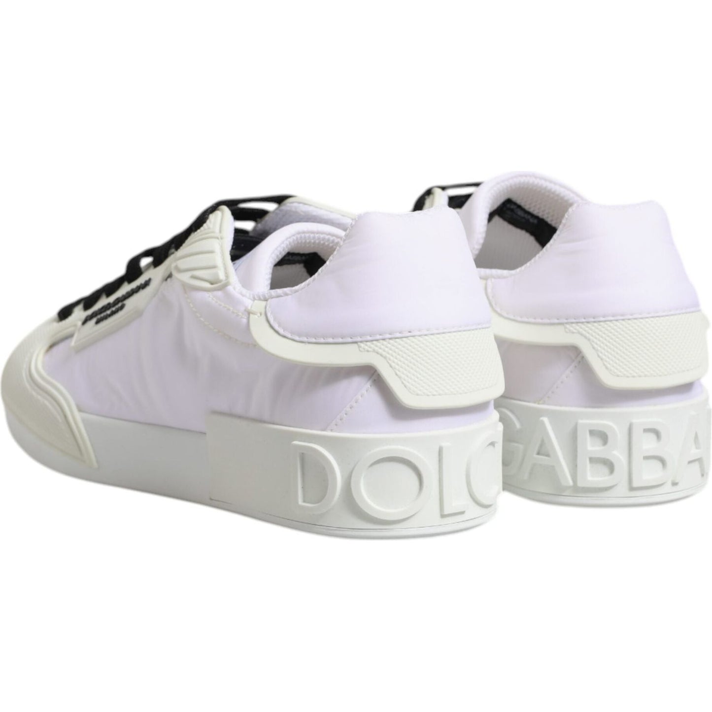 Dolce & Gabbana White Nylon Leather Low Top Sneakers Shoes