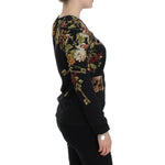 Dolce & Gabbana Black Key Floral Print Silk Blouse Top SIG13271-1