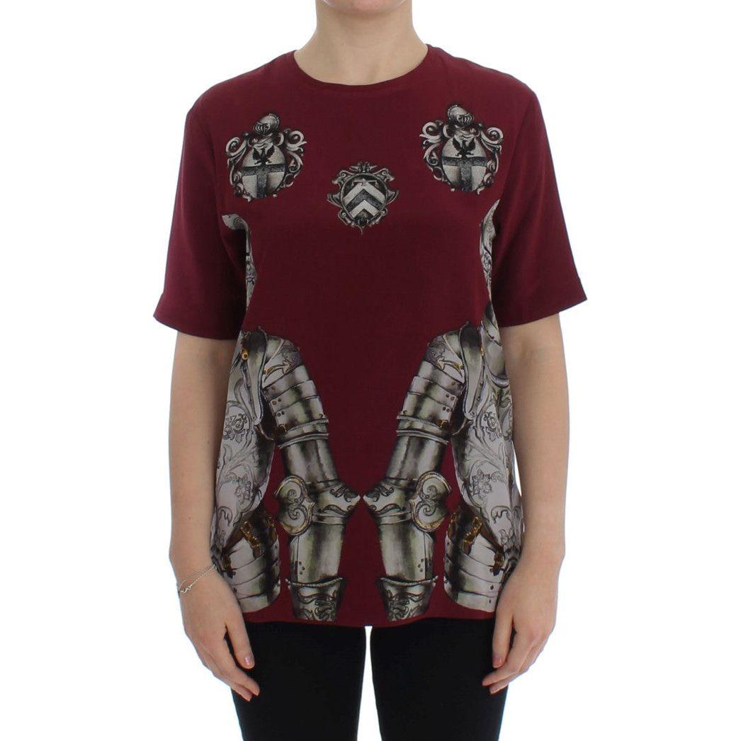 Dolce & Gabbana Enchanted Sicily Silk Blouse with Knight Print Dolce & Gabbana Dark Slate Gray