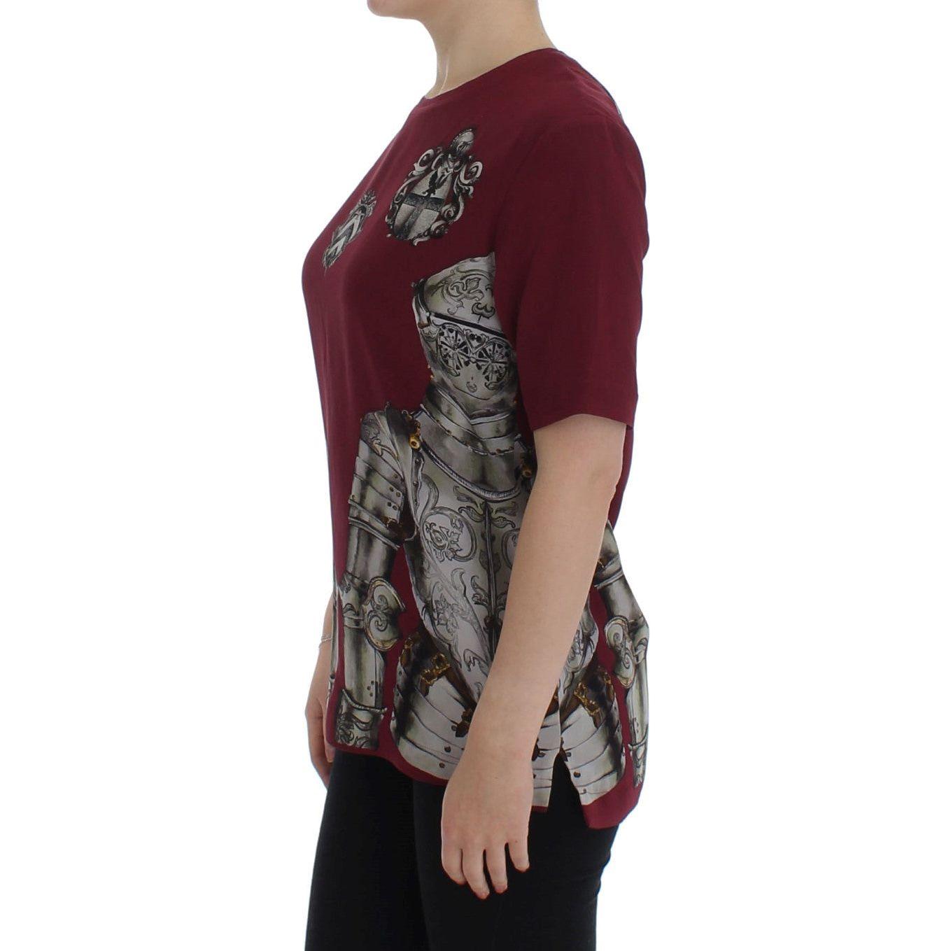 Dolce & Gabbana Enchanted Sicily Silk Blouse with Knight Print Dolce & Gabbana Dark Slate Gray