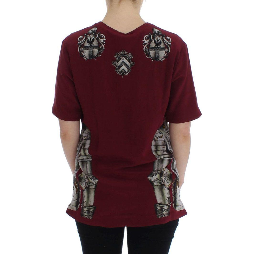 Dolce & Gabbana Enchanted Sicily Silk Blouse with Knight Print Dolce & Gabbana Black
