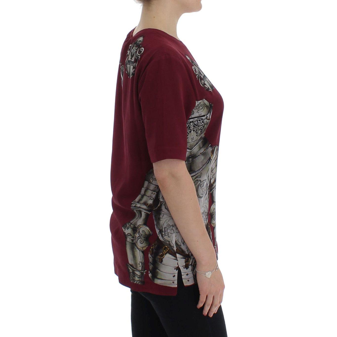 Dolce & Gabbana Enchanted Sicily Silk Blouse with Knight Print Dolce & Gabbana Dark Slate Gray