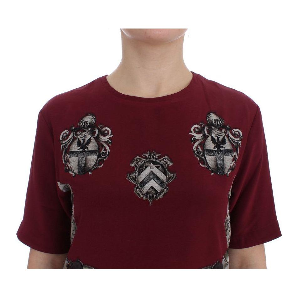 Dolce & Gabbana Enchanted Sicily Silk Blouse with Knight Print Dolce & Gabbana Dark Red