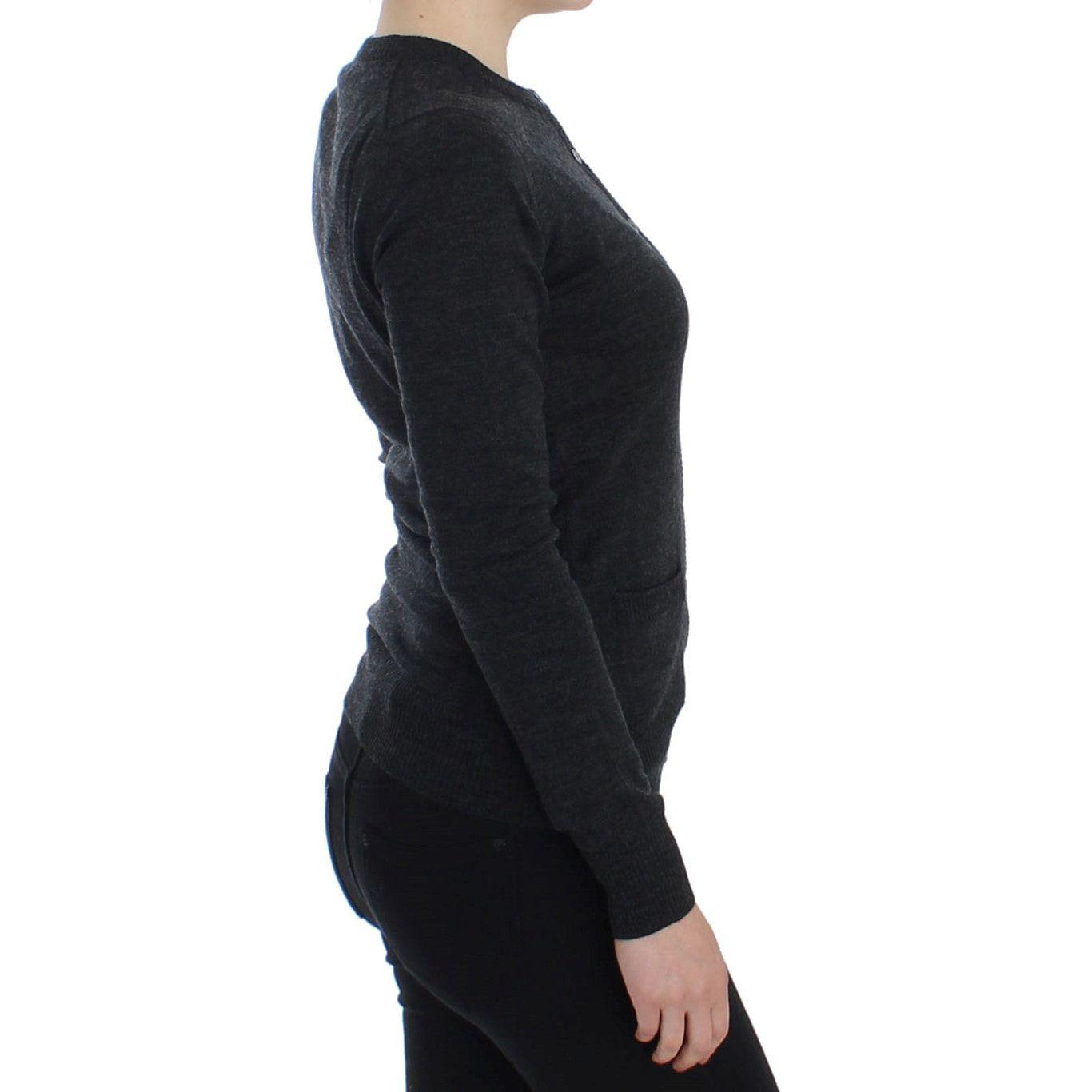 Dolce & Gabbana Elegant Gray Wool Cardigan Sweater Dolce & Gabbana Black