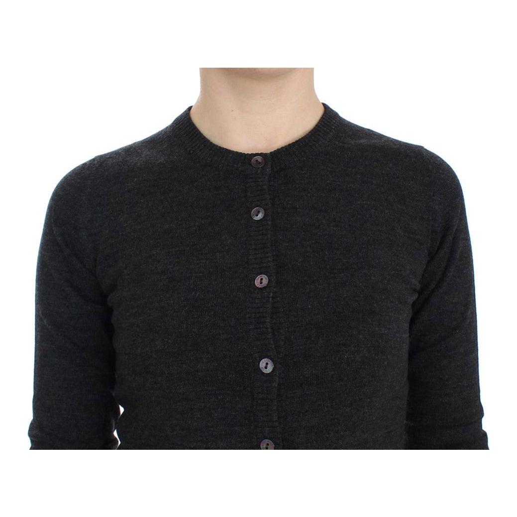 Dolce & Gabbana Elegant Gray Wool Cardigan Sweater Dolce & Gabbana Black