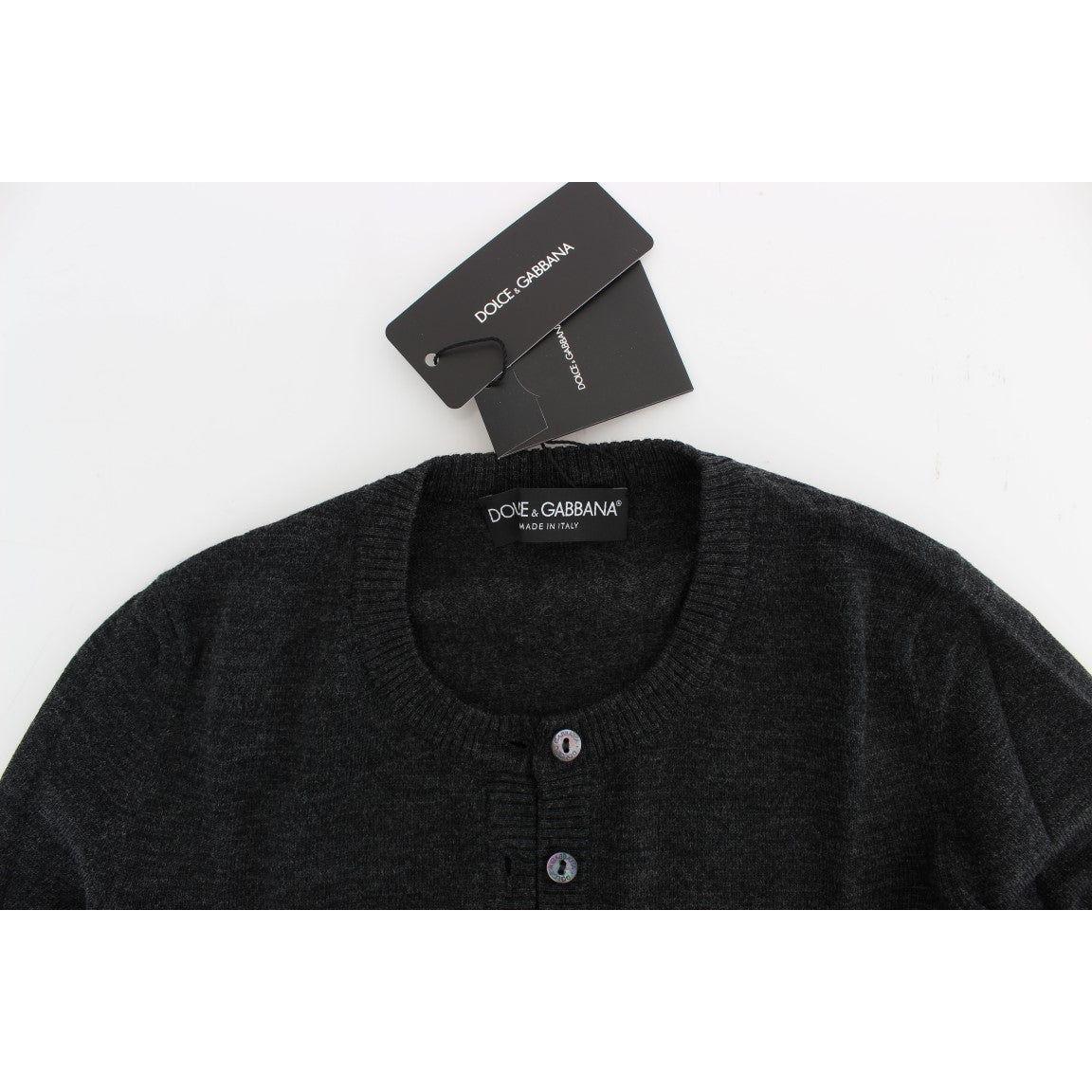 Dolce & Gabbana Elegant Gray Wool Cardigan Sweater Dolce & Gabbana Black