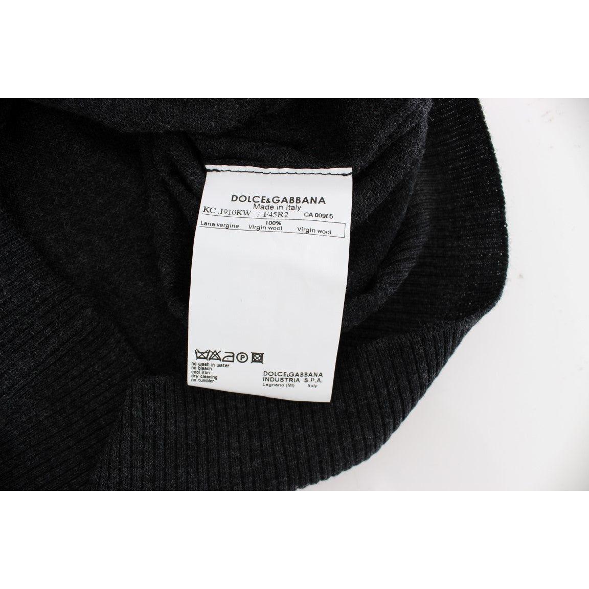 Dolce & Gabbana Elegant Gray Wool Cardigan Sweater Dolce & Gabbana Black