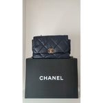 Chanel Blue Leather Large Quilted Chain Hand Shoulder Bag CHA194