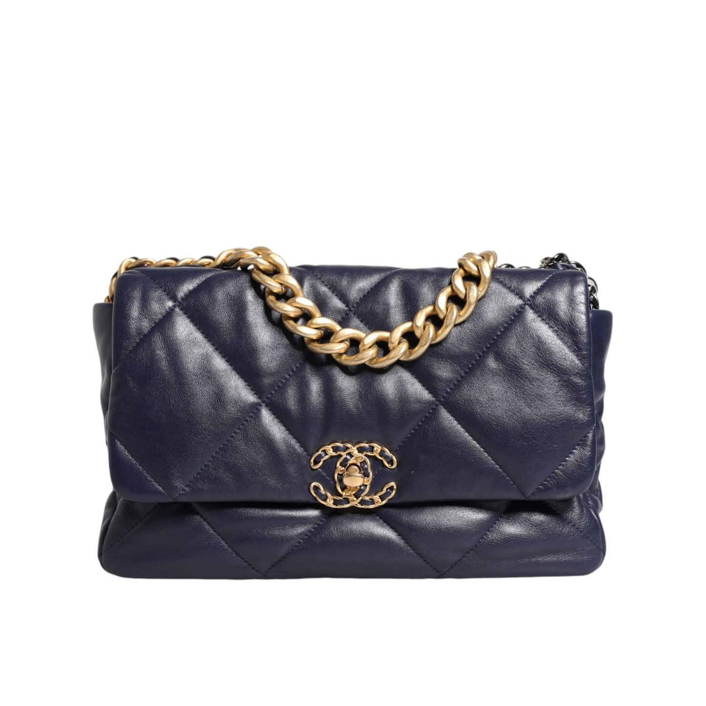 Chanel Blue Leather Large Quilted Chain Hand Shoulder Bag CHA194