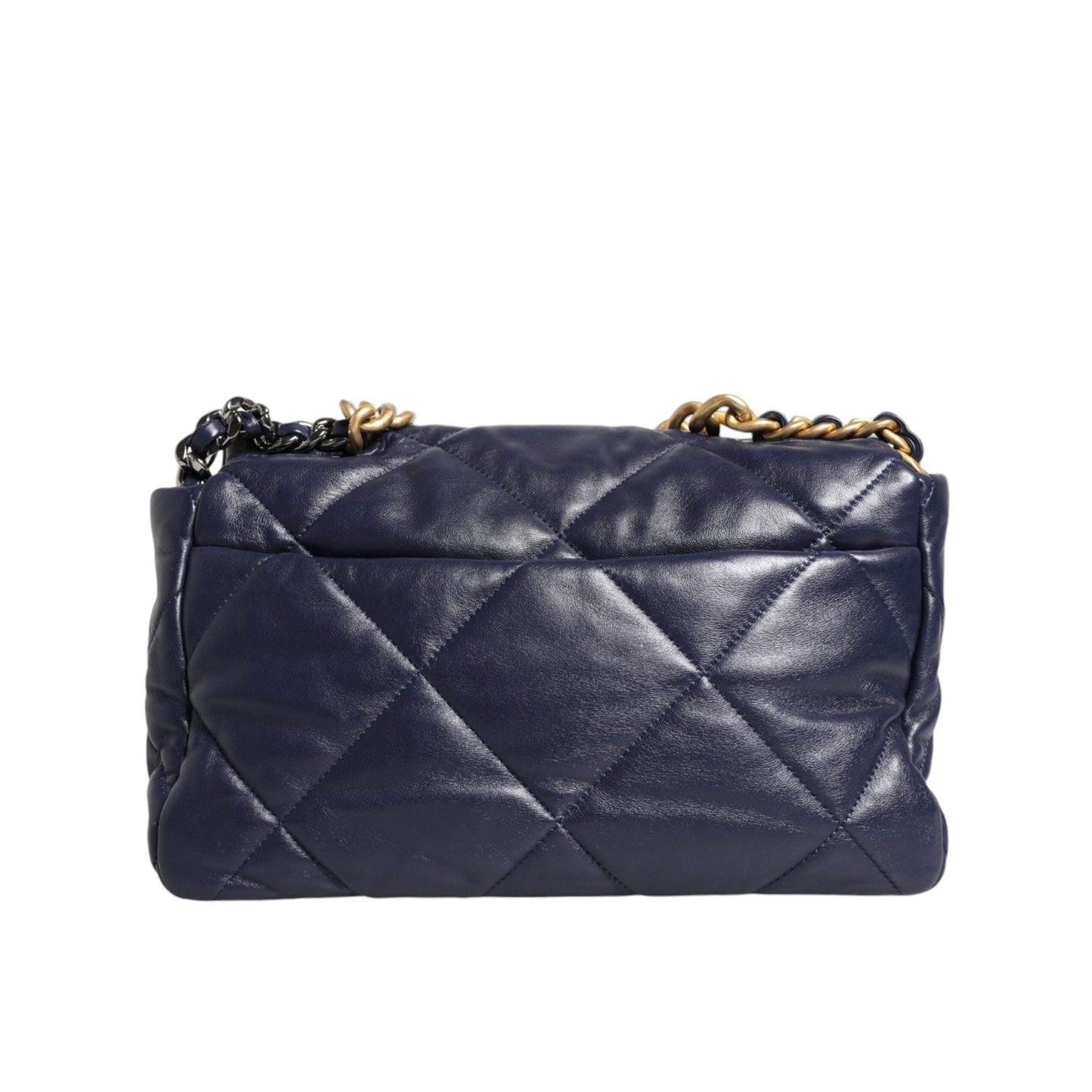 Chanel Blue Leather Large Quilted Chain Hand Shoulder Bag CHA194