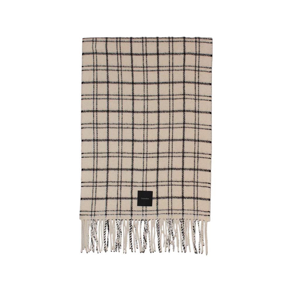 Calvin Klein Beige Wool Scarf Calvin Klein Dark Gray