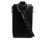 Dolce & Gabbana Black Leather Logo Plaque Neck Strap Card Coin Wallet