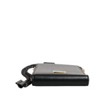 Dolce & Gabbana Black Leather Logo Plaque Neck Strap Card Coin Wallet