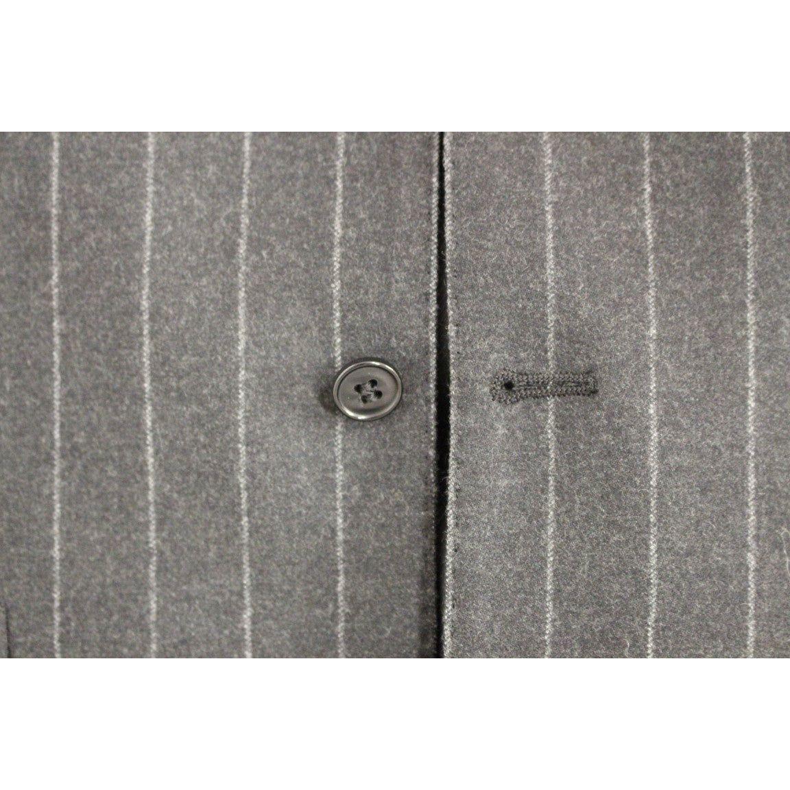 Dolce & Gabbana Sleek Gray Striped Wool Dress Vest Dolce & Gabbana Slate Gray