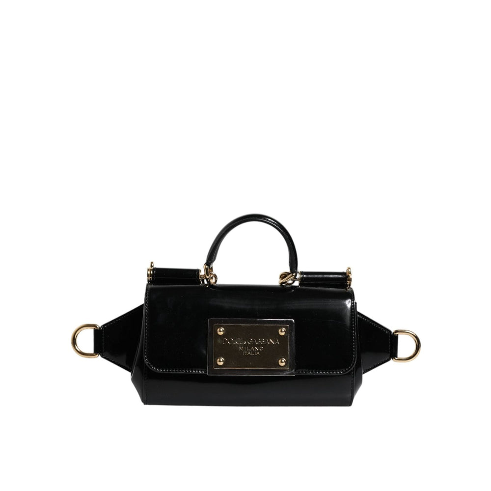 Dolce & Gabbana Black Calfskin Leather DG Logo Shoulder Bag BAG4007