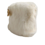 Dolce & Gabbana White Fur Handbag Clutch Purse Pouch Bag BAG4080