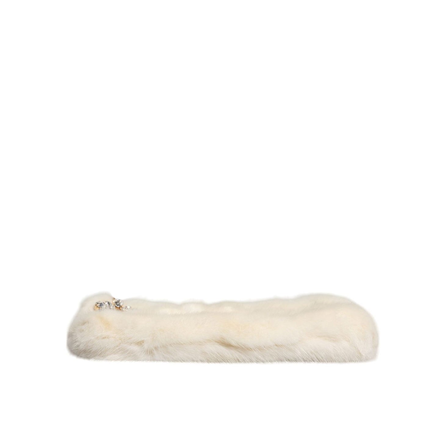 Dolce & Gabbana White Fur Handbag Clutch Purse Pouch Bag BAG4080