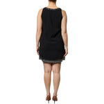 PINKO Black Embellished Polyester Sleeveless Shift A-line Mini Dress