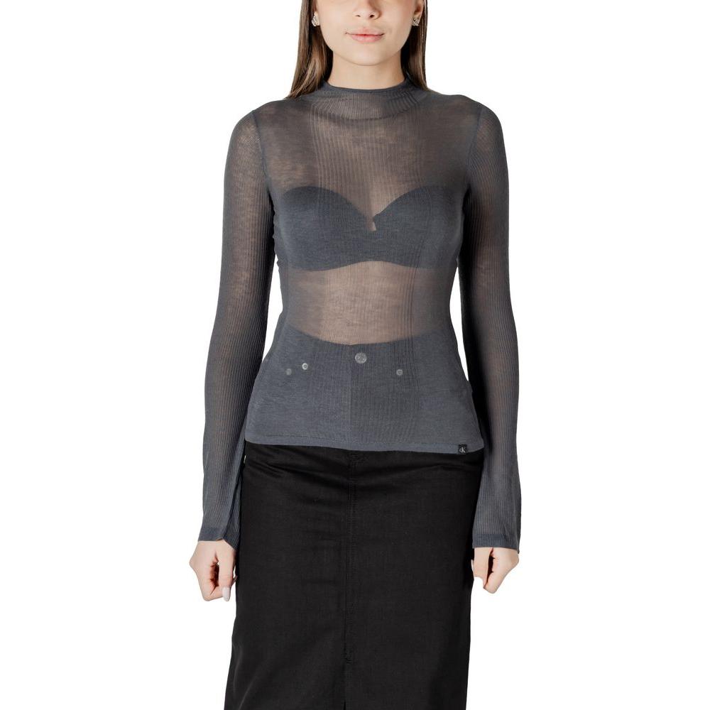 Calvin Klein Jeans Gray Acrylic Tops & T-Shirt Calvin Klein Jeans Dark Slate Gray