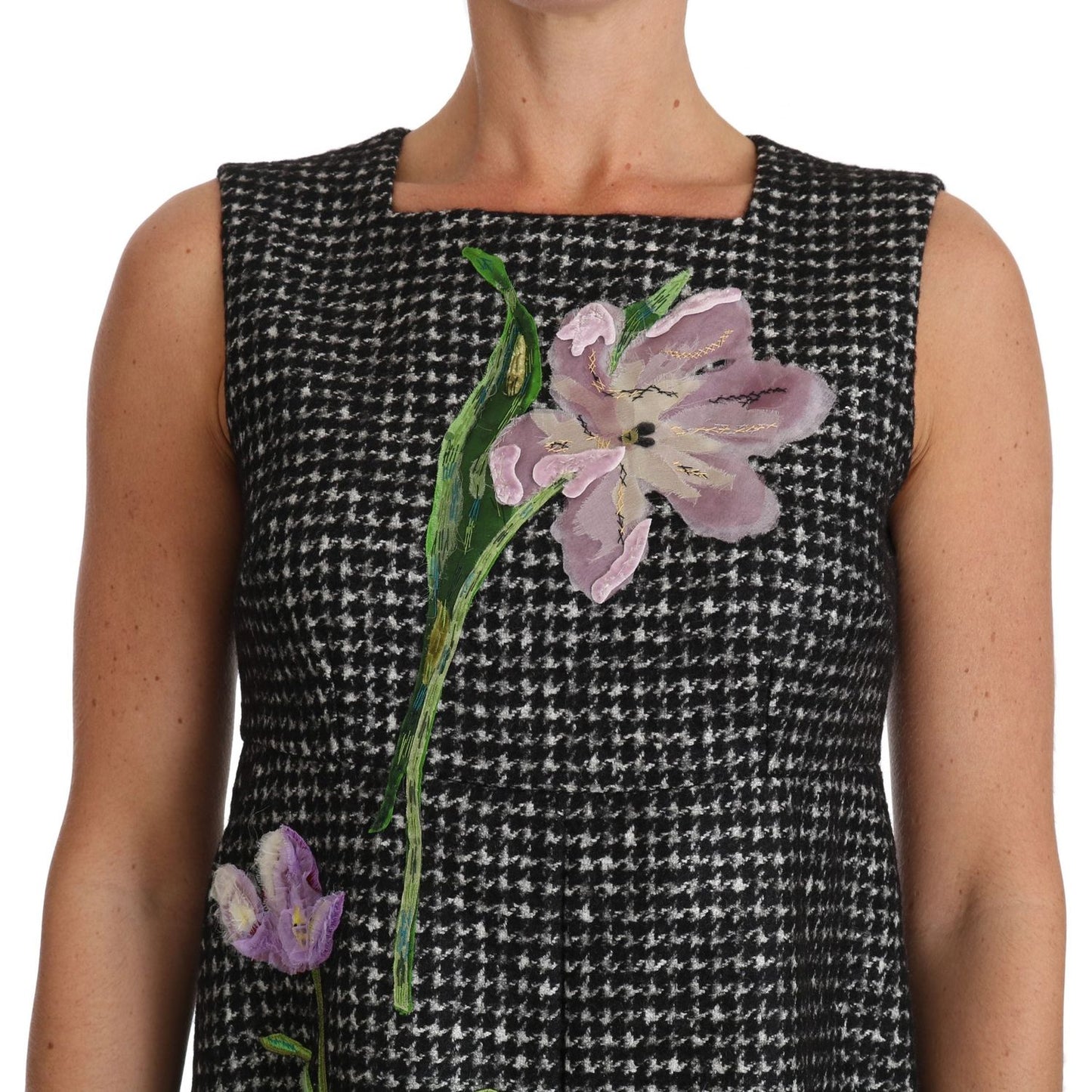 Dolce & Gabbana Elegant Gray Mini A-Line Dress with Purple Tulip Dolce & Gabbana Dark Slate Gray