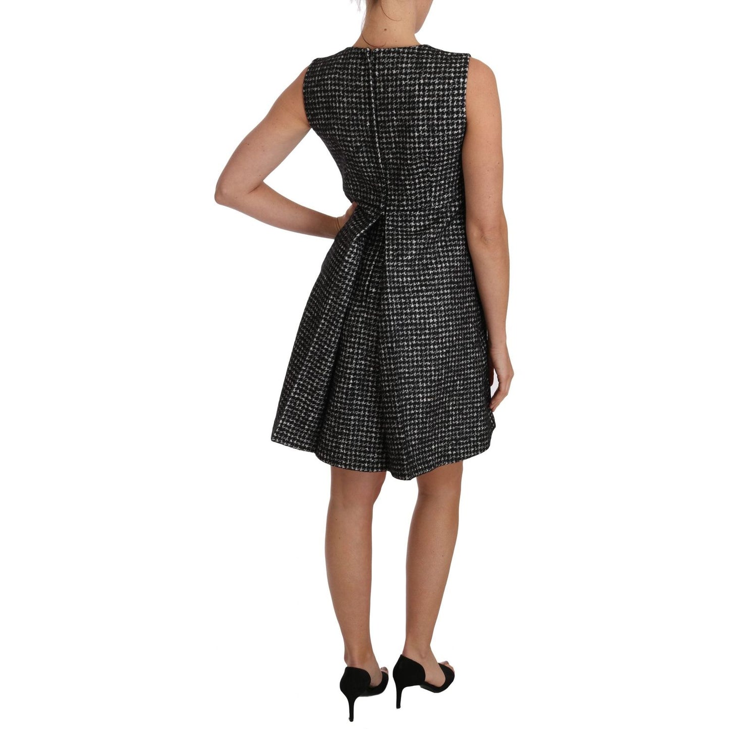 Dolce & Gabbana Elegant Gray Mini A-Line Dress with Purple Tulip Dolce & Gabbana Rosy Brown
