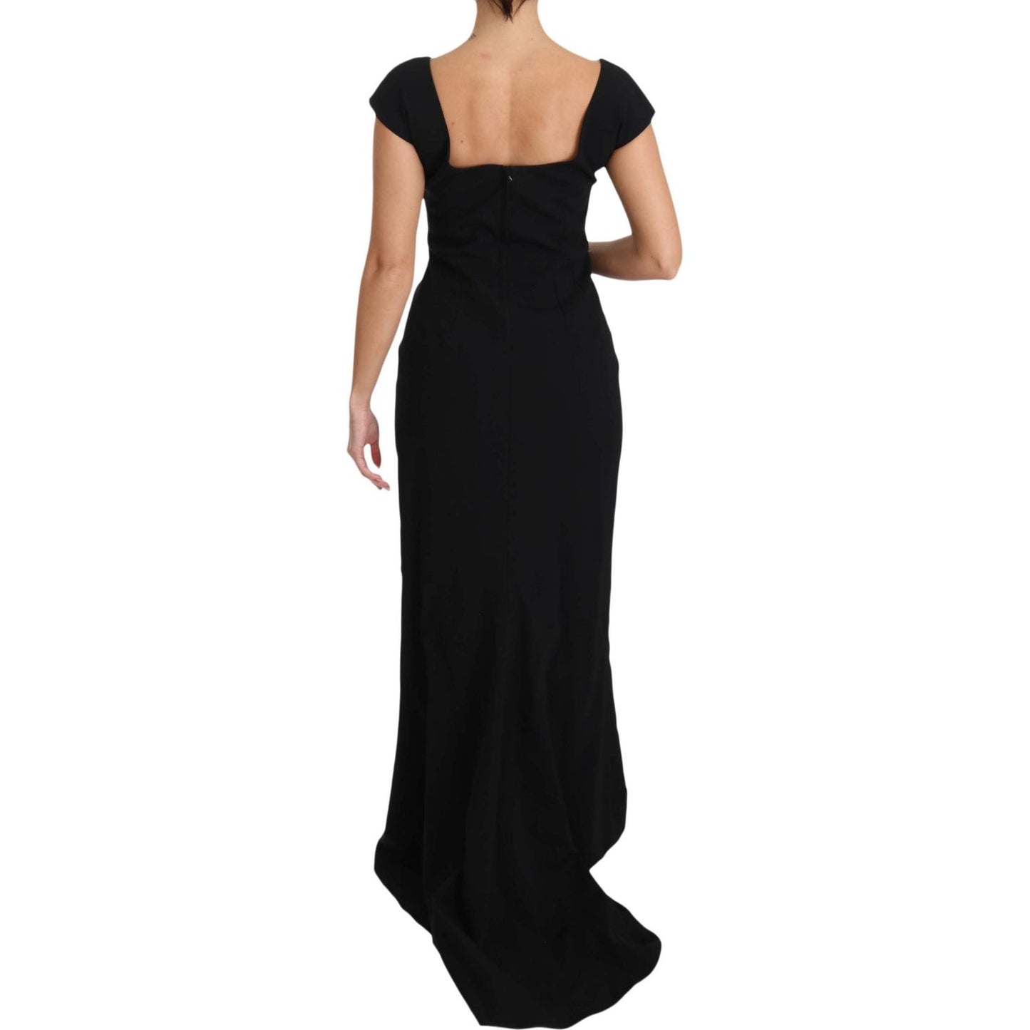 Dolce & Gabbana Elegant Black Maxi Sheath Dress Dolce & Gabbana Tan