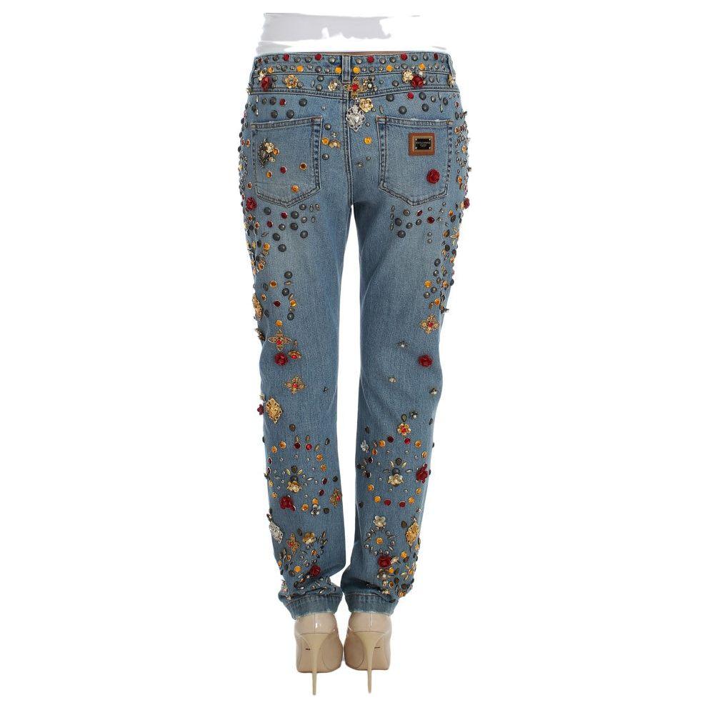 Dolce & Gabbana Enchanted Sicily Crystal Heart Boyfriend Jeans Dolce & Gabbana Dim Gray