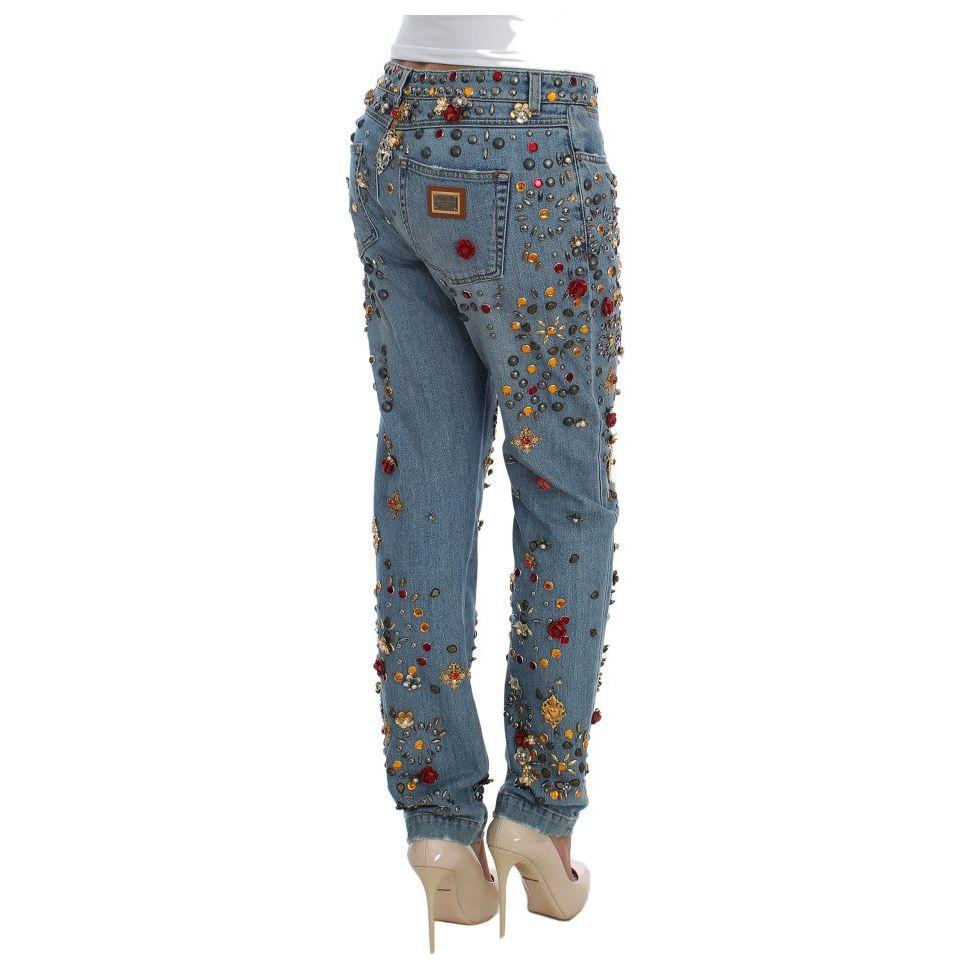 Dolce & Gabbana Enchanted Sicily Crystal Heart Boyfriend Jeans Dolce & Gabbana Dim Gray