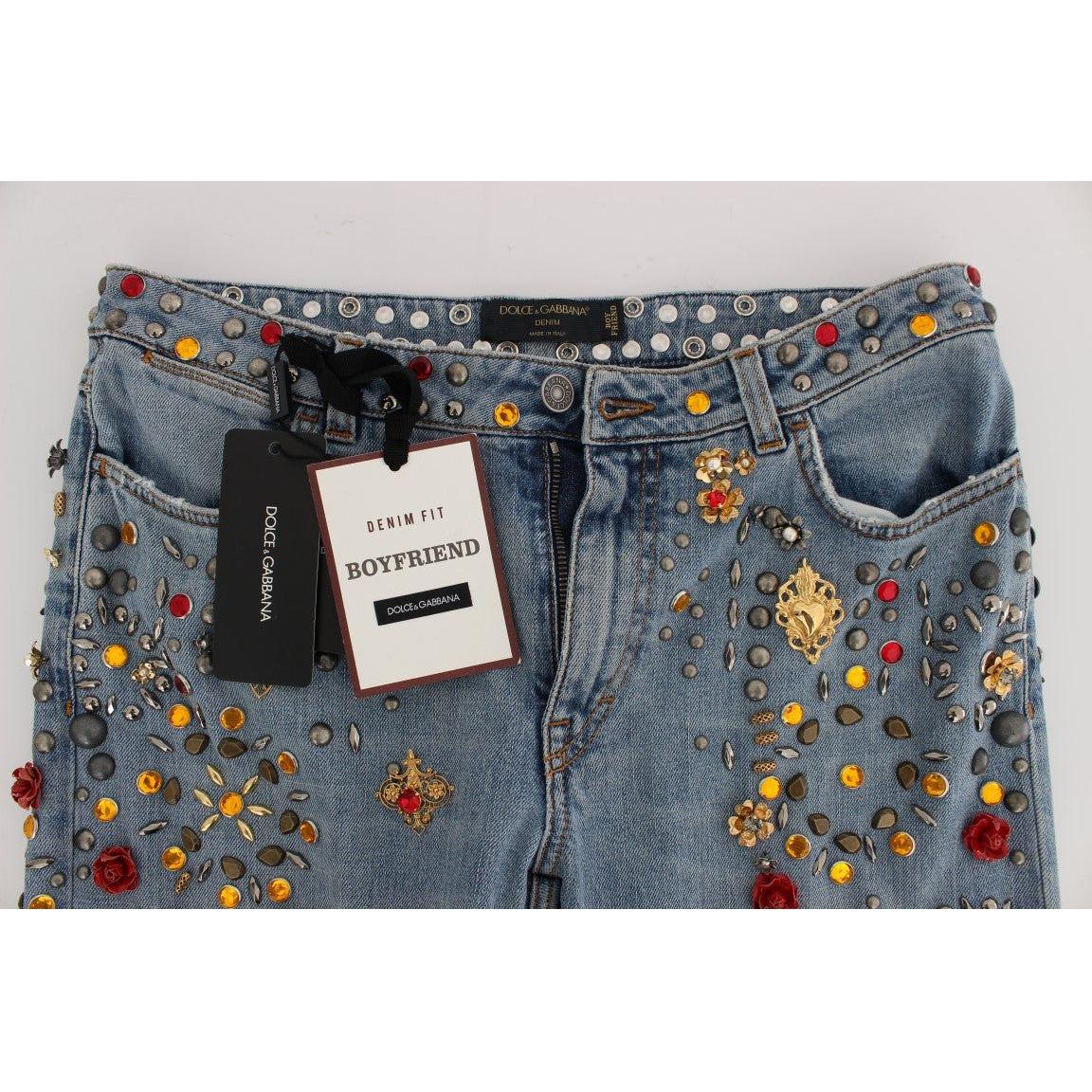 Dolce & Gabbana Enchanted Sicily Crystal Heart Boyfriend Jeans Dolce & Gabbana Dark Slate Gray