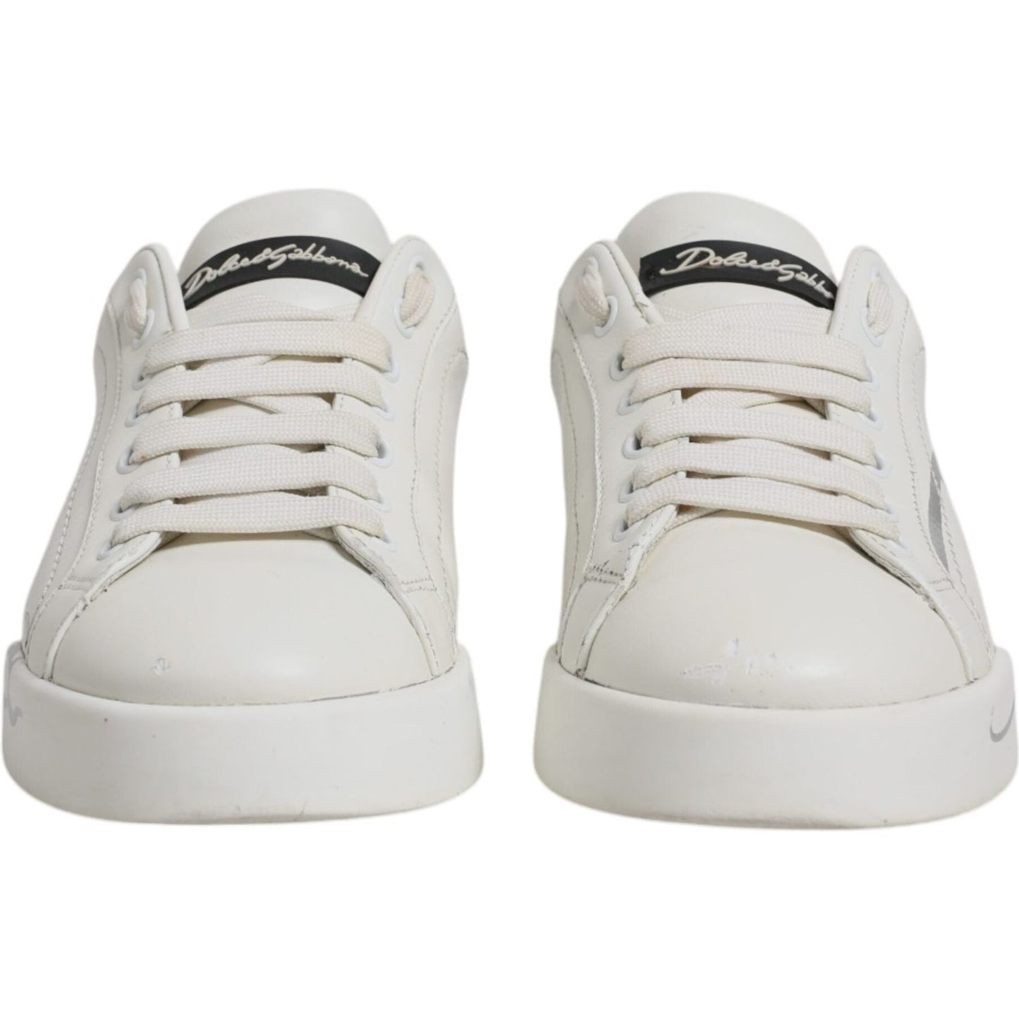 Dolce & Gabbana White Black Logo Portofino Men Sneaker Shoes Dolce & Gabbana Light Gray