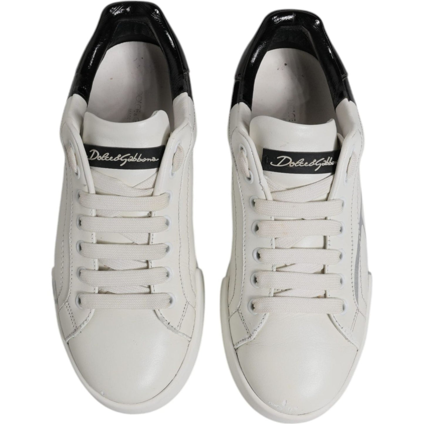 Dolce & Gabbana White Black Logo Portofino Men Sneaker Shoes Dolce & Gabbana Gray