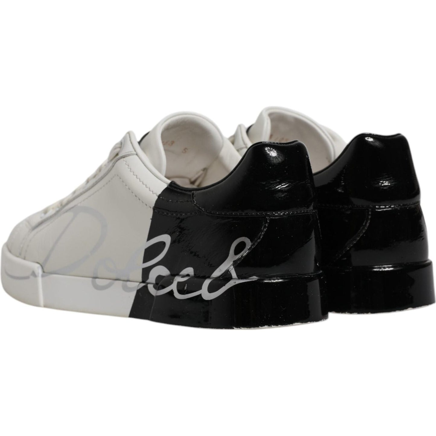 Dolce & Gabbana White Black Logo Portofino Men Sneaker Shoes Dolce & Gabbana Black