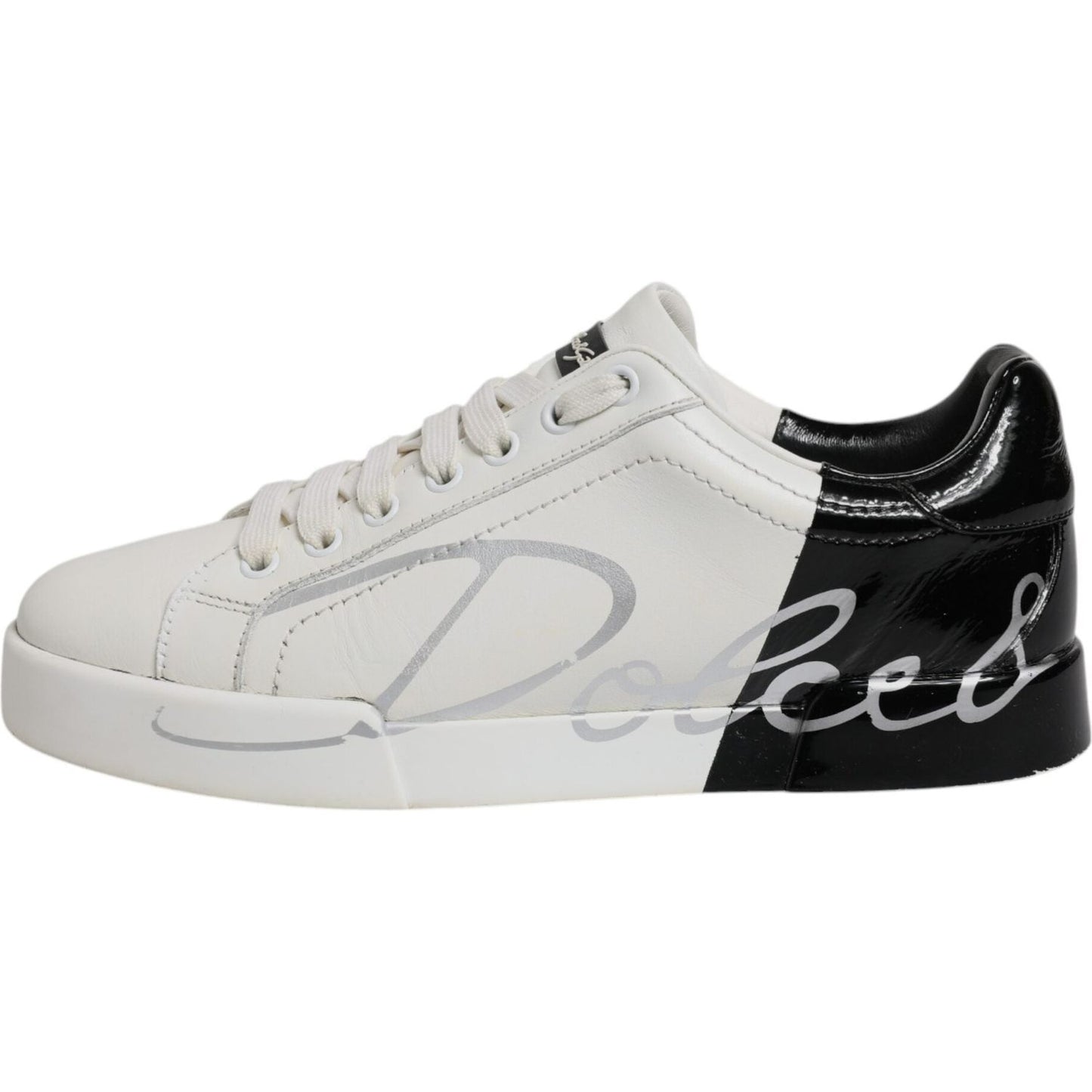 Dolce & Gabbana White Black Logo Portofino Men Sneaker Shoes Dolce & Gabbana Light Gray