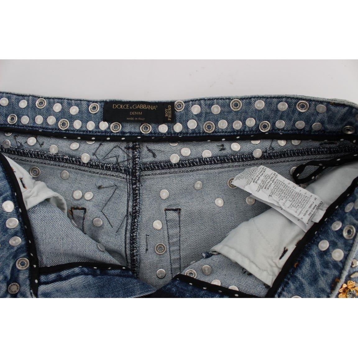 Dolce & Gabbana Enchanted Sicily Crystal Heart Boyfriend Jeans Dolce & Gabbana Dark Slate Gray