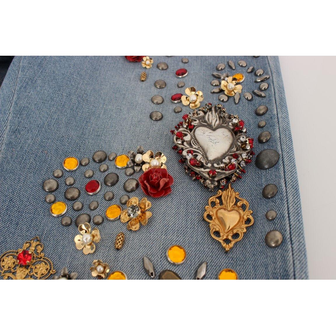 Dolce & Gabbana Enchanted Sicily Crystal Heart Boyfriend Jeans Dolce & Gabbana Dim Gray