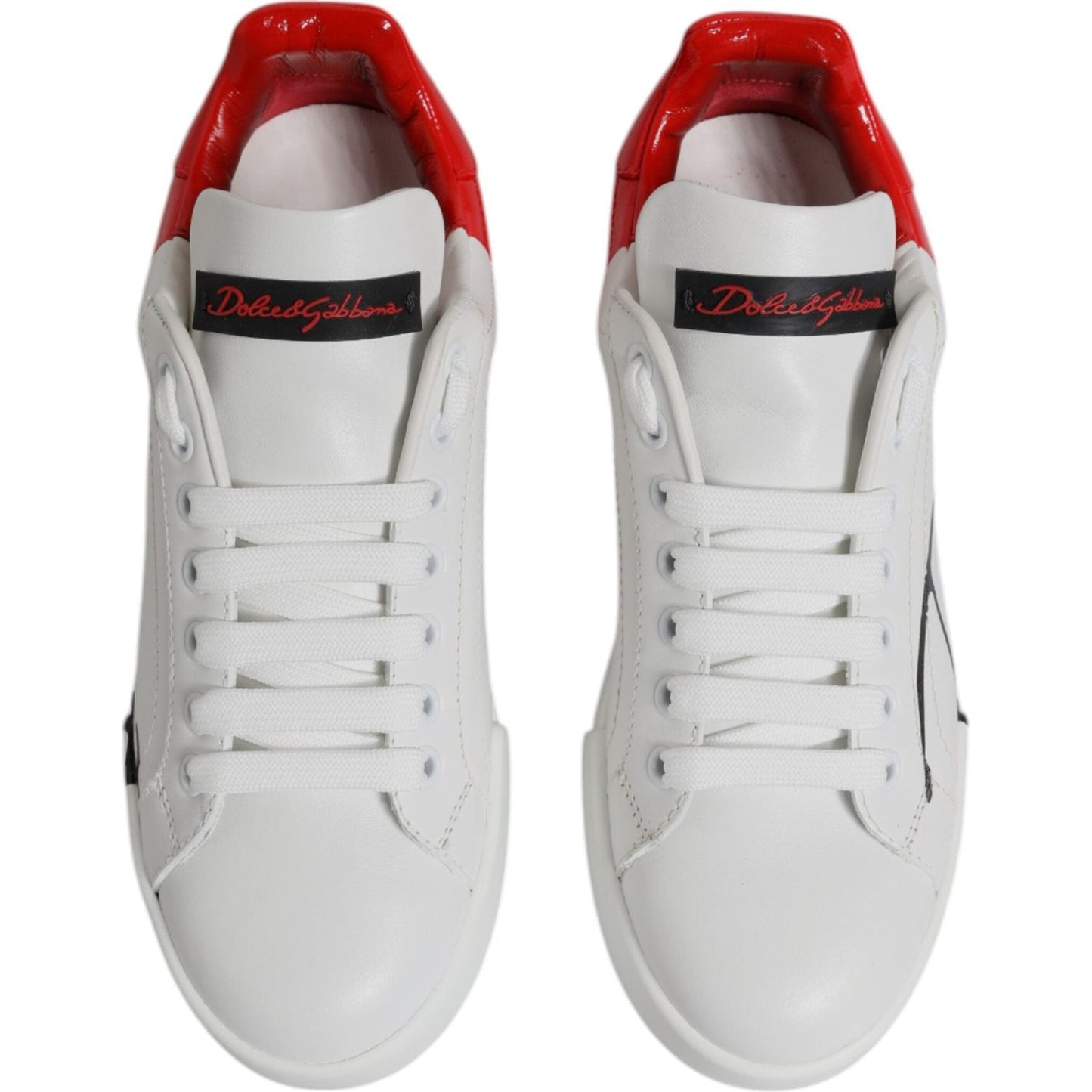 Dolce & Gabbana White Red Logo Portofino Sneakers Shoes