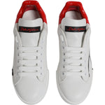 Dolce & Gabbana White Red Logo Portofino Sneakers Shoes