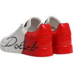 Dolce & Gabbana White Red Logo Portofino Sneakers Shoes