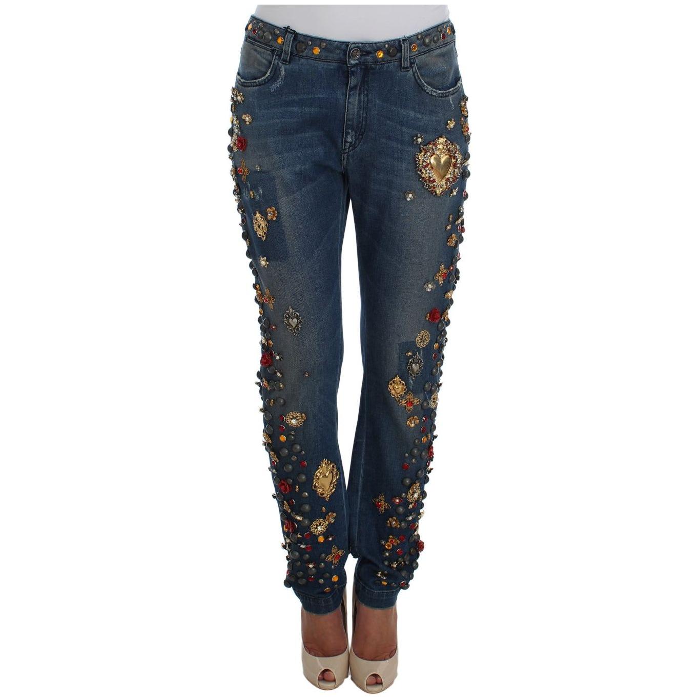 Dolce & Gabbana Enchanted Sicily Embellished Boyfriend Jeans Dolce & Gabbana Dark Slate Gray