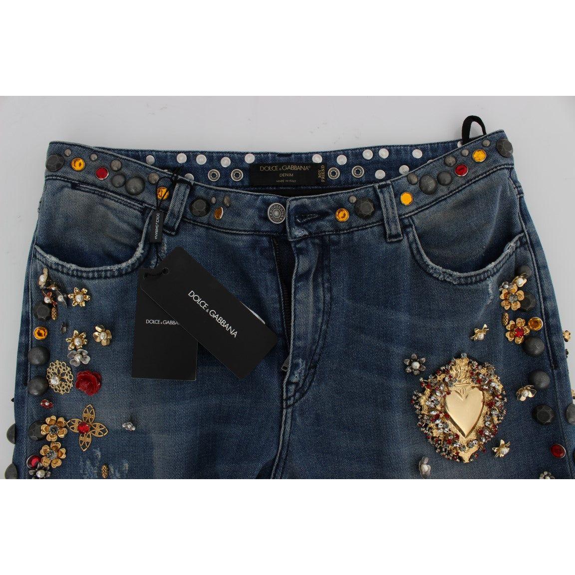 Dolce & Gabbana Enchanted Sicily Embellished Boyfriend Jeans Dolce & Gabbana Dark Slate Gray