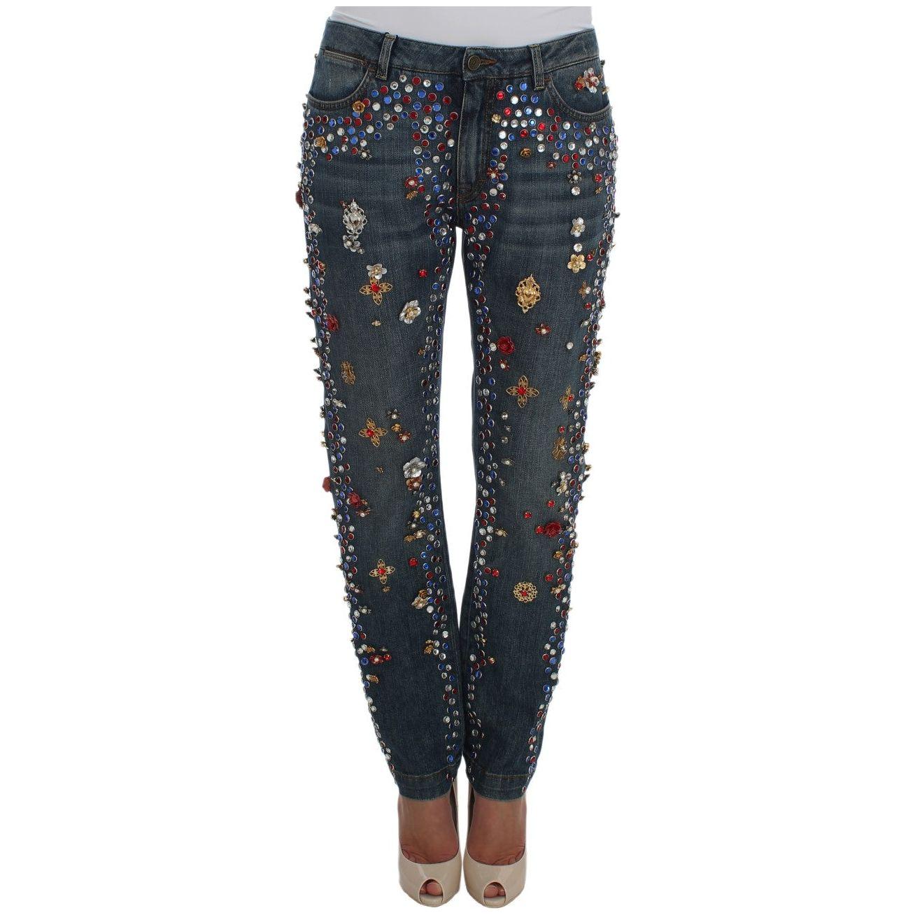 Dolce & Gabbana Enchanted Sicily Crystal Heart Boyfriend Jeans Dolce & Gabbana Dark Slate Gray