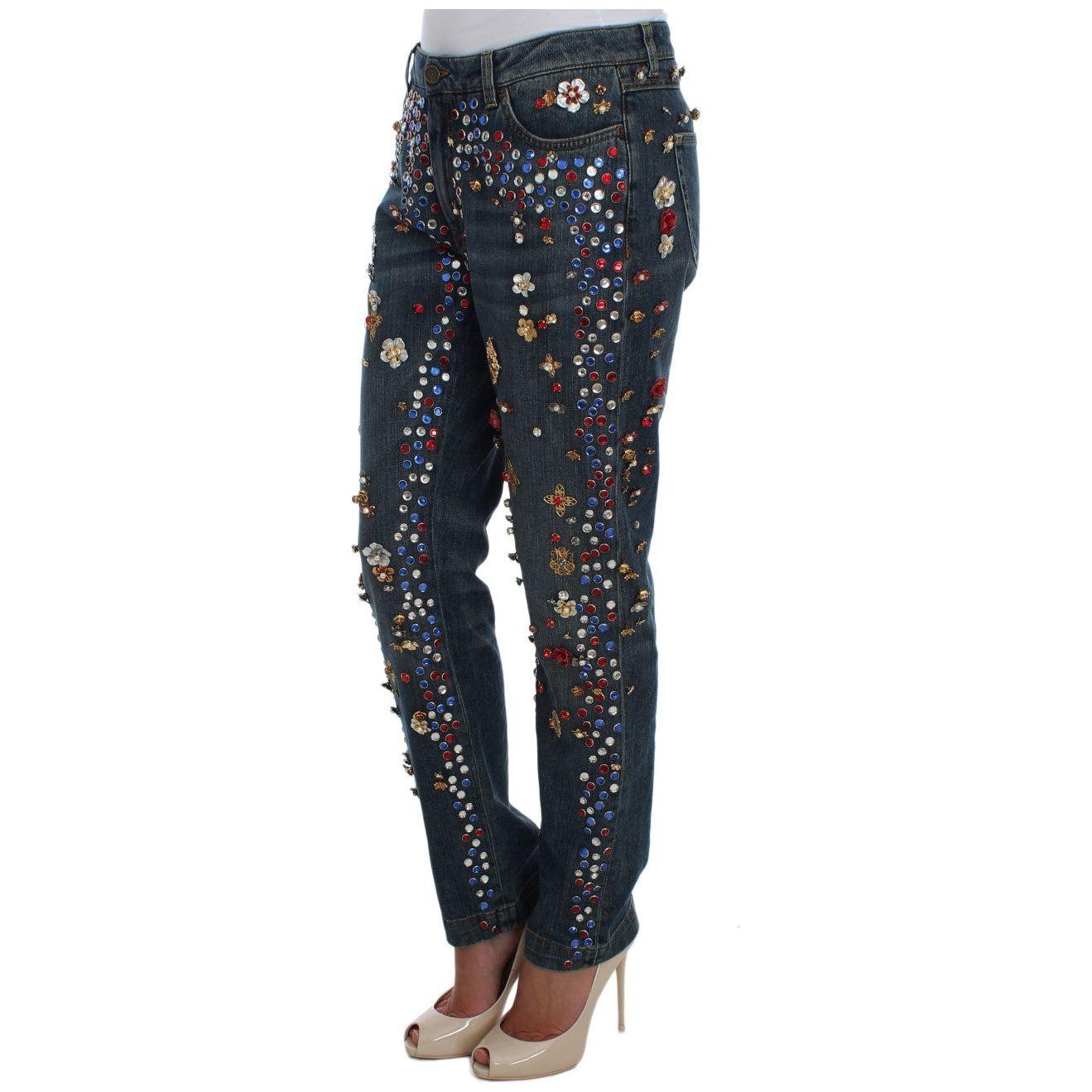 Dolce & Gabbana Enchanted Sicily Crystal Heart Boyfriend Jeans Dolce & Gabbana Dark Slate Gray