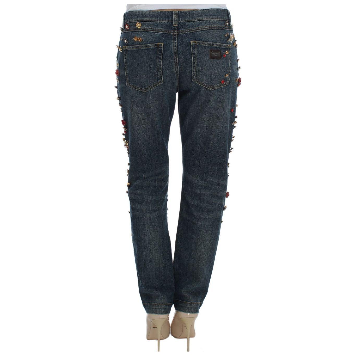 Dolce & Gabbana Enchanted Sicily Crystal Heart Boyfriend Jeans Dolce & Gabbana Dark Slate Gray