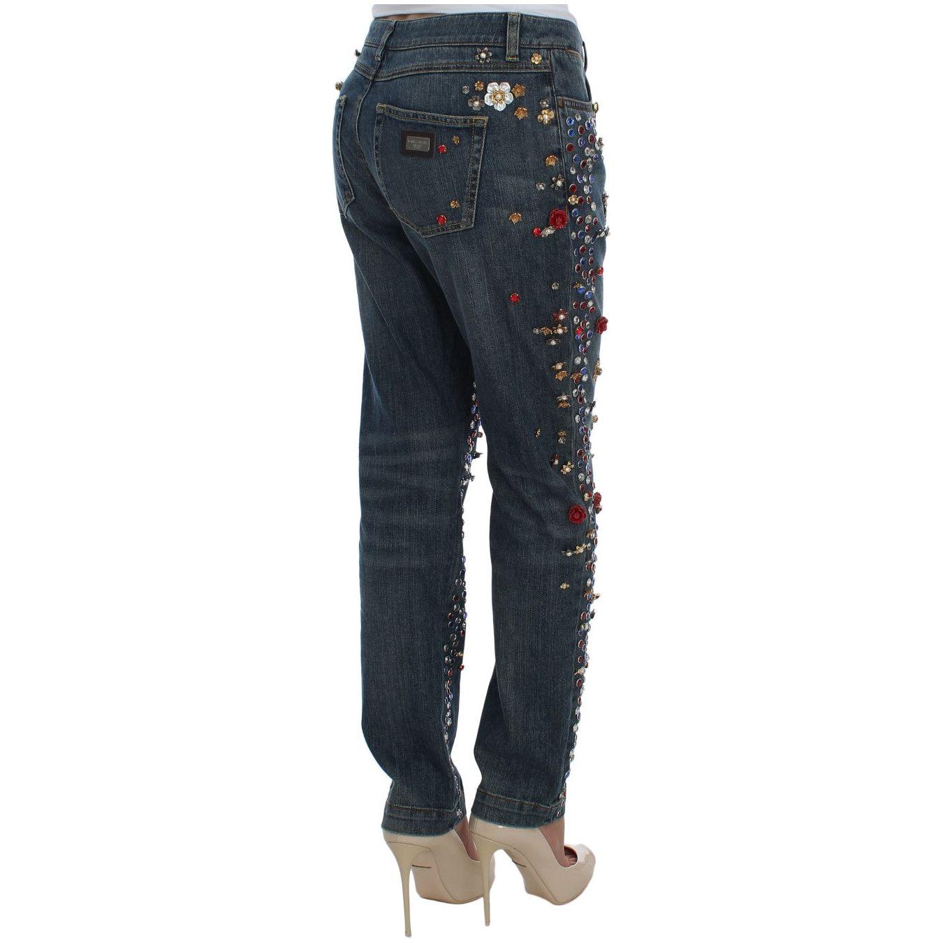 Dolce & Gabbana Enchanted Sicily Crystal Heart Boyfriend Jeans Dolce & Gabbana Dark Slate Gray