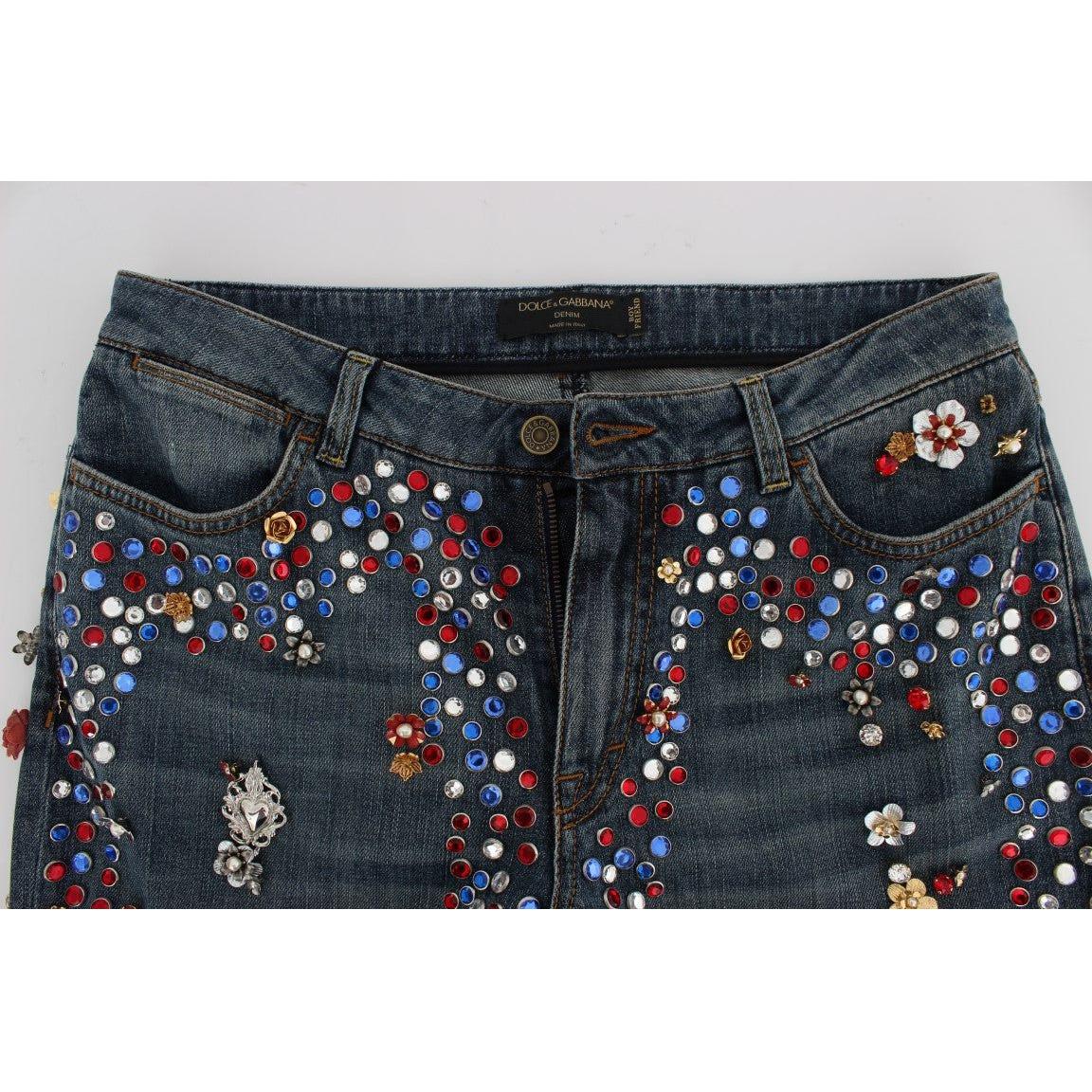 Dolce & Gabbana Enchanted Sicily Crystal Heart Boyfriend Jeans Dolce & Gabbana Dark Slate Gray
